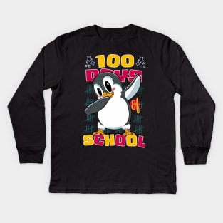 100 Days of school featuring a Dabbing Penguin #4 Kids Long Sleeve T-Shirt